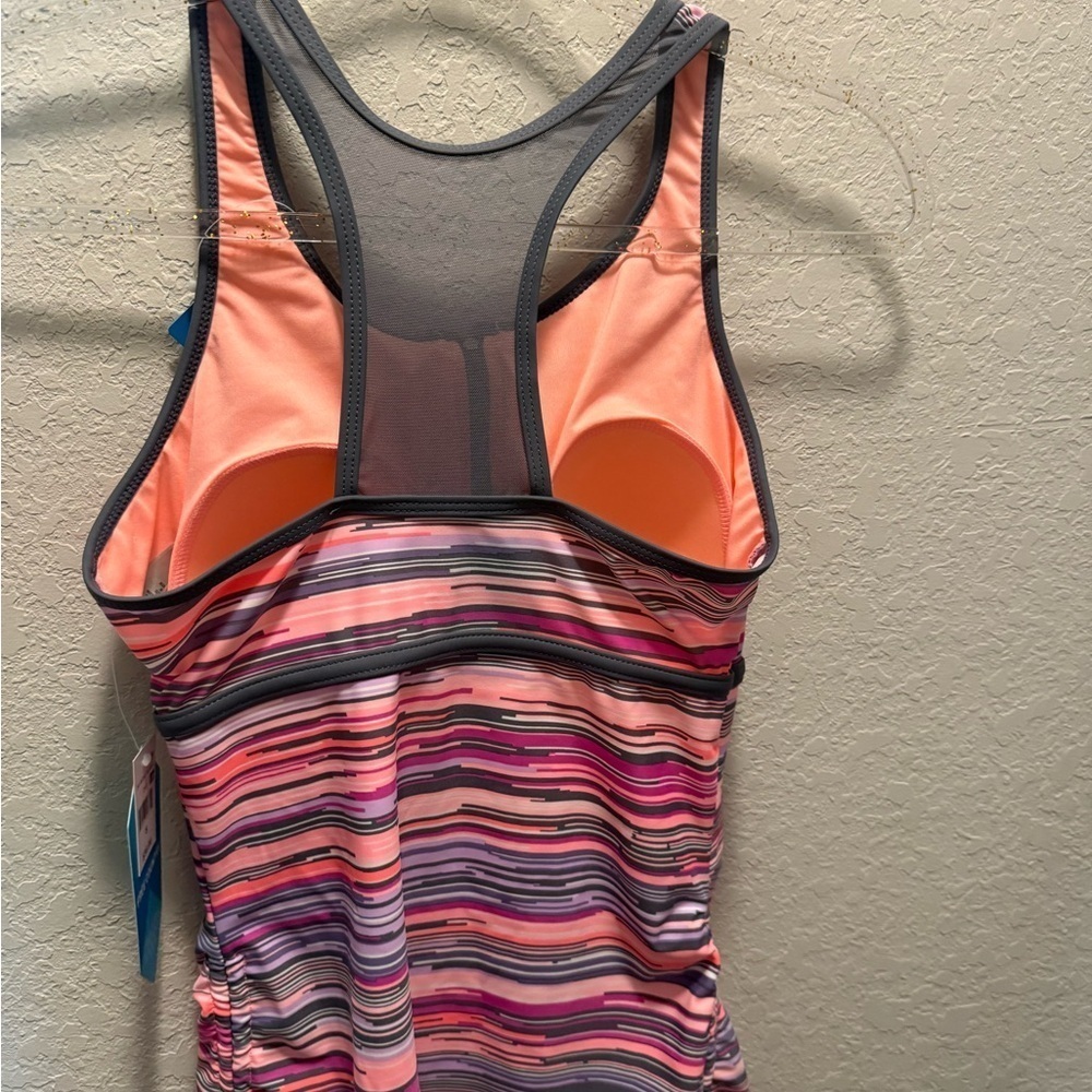 FREE COUNTRY WOMEN'S ZIP UP RACERBACK TANKINI SWIMSUIT TOP SZ Small - Picture 2 of 6